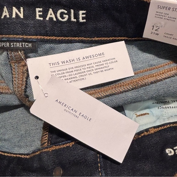 AMERICAN EAGLE SZ 12S Wide Leg Dark Wash Jean Trouser NEW WITH TAG - Picture 13 of 16